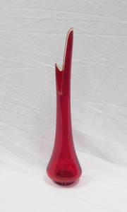 lot 143 image: Huge MCM Swung Red Glass Floor Vase  LE Smith