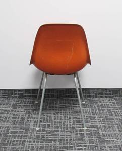 lot 161 image: Original Vintage Eames for Herman Miller orangered fiberglass Side Shell chair