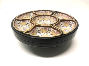 Vintage Japanese Yamazaki Kutani Porcelain Serving Set wRotating Pedestal Stand