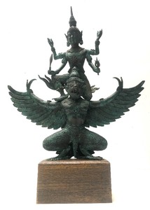 Large Antique Thai Figural Bronze Sculpture of Narayana
