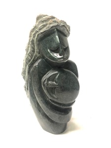 Hand Carved Signed African Shona Stone Sculpture of a Mother &amp Child