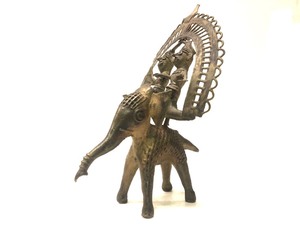 2-Piece Antique BrassBronze Elephant Sculpture wRider