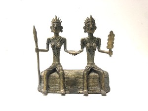 Bastar Bronze Figural Group - King &amp Queen