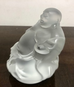 Excellent Signed LALIQUE CrystalGlass Buddha Sculpture