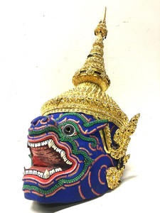 Large Vintage Carved &amp Decorated Thai Khon Mask