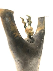 LARGE &amp Impressive Signed Figural Raku Pottery Sculpture by Lydia Grey