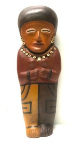Large Vintage Painted Peruvian Figural Wood Carving