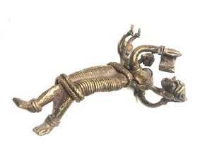 Old Bastar Bronze Reclining Maternal Figure wBook &amp Nursing Child
