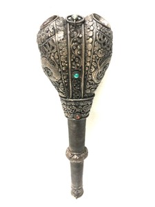 Outstanding Antique Tibetan Silver Rkang Dung Ceremonial Trumpet Instrument