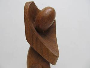 Signed Vintage Abstract Carved Wooden Sculpture by Luis Potosi