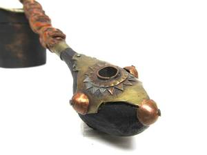 Fantastic Antique Hand Carved Hediao Olive Nut Opium Pipe