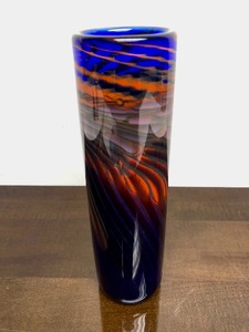 Beautiful Large Signed STEVEN MAIN Art Glass Vase #1