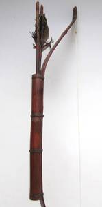 Antique Asian  Indonesian Tribal Bow with Attached Quiver &amp Arrows