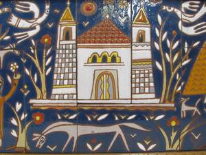 Fantastic Large Mid Century 1960s Signed Valsamakis Terra Cotta Pottery Tile Artwork