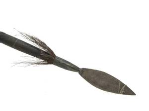 Old African Carved Wood &amp Steel Throwing Spear