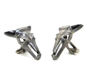 Fabulous Large 1950s Sterling Silver CowSteer Skull Cufflink Set by Antonio Pineda