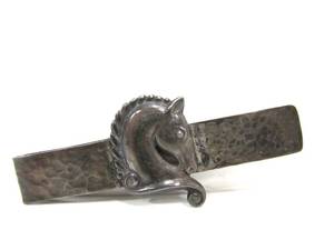Excellent Vintage 1940s-50s era Signed MARGOT DE TAXCO Sterling Silver Cufflink &amp Tie Clip Set