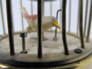 Signed Vintage German J. Kaiser Brass Bird Cage Desk Clock