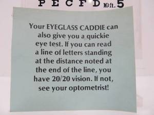 Mid Century Lucite Eyeglass Caddie Holder wEye Chart
