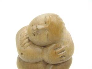 Small Vintage Carved Wood Peaceful Sleeping Buddha Carving