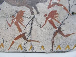 Old Cave Painting on Stone - Rhino Hunt