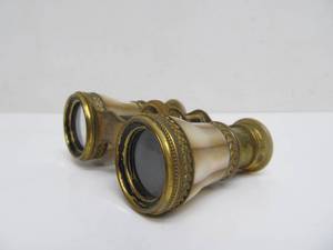 Antique French Brass &amp Mother of Pearl Opera Glasses