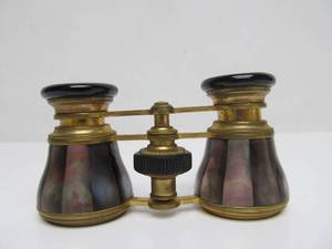 Antique French Brass &amp Tahitian Mother of Pearl Opera Glasses