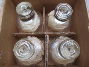 NOS Mid Century KROSNO Firedrop Glass Votive Candle Holders wCandles