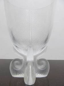 Mint Condition Large LALIQUE Osmonde Footed Crystal Glass Vase