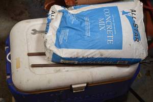 lot 60 image: Garage Supplies Lot, Cooler, Chair, Tarp and More