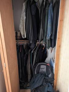 lot 80 image: Full Contents of Closet, Lots of Nice Jackets and a Car Seat