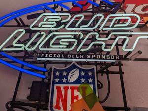 lot 9 image: Bud Light NFL Neon Sign - TESTED WORKS