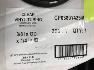 lot 120 image: CLEAR VINYL TUBING