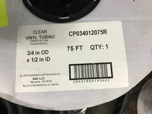 lot 121 image: CLEAR VINYL TUBING