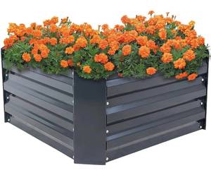 SUNNYDAZE 24-Inch Square Galvanized Steel Raised Garden Bed - Outdoor Raised Planter for Vegetables and Flowers - Dark Gray