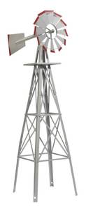 4ft. Ornamental Windmill  Galvanized with Red Tips