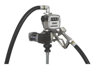 ROUGHNECK Heavy-Duty Fuel Transfer Pump with Mechanical Meter  20 GPM, 12 Volt DC, Manual Nozzle, Gasoline Compatible