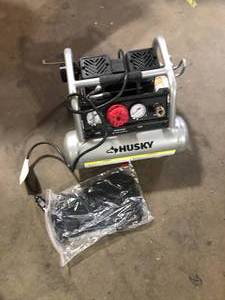Husky 1 Gal. Portable Electric-Powered Silent Air Compressor   Customer Returns See Pictures