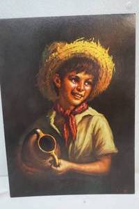 lot 67 image: Boy In Straw Hat & Pottery No Frame