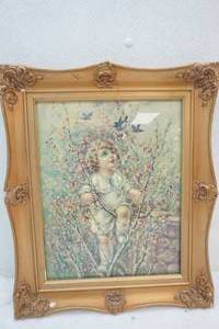 lot 77 image: Girl in Tree with Birds by B.D. 1935