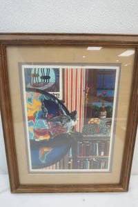 lot 82 image: Wooden Framed Picture of a Hawk