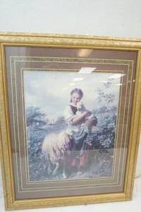 lot 92 image: Girl Holding a Lamb