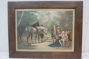 lot 94 image: 2 Horses4 People Picture
