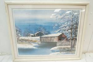 lot 97 image: White Covered Bridge Scene