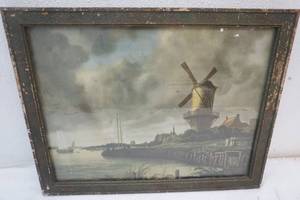 lot 147 image: Windmill & water print