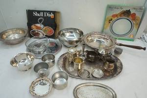 lot 167 image: Variety of Stainless and Silver Plated Dishes