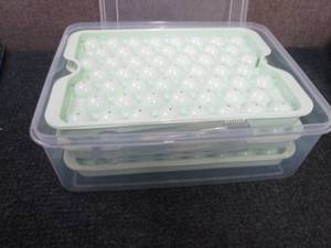 lot 180 image: 3 Spherical Ice Cube Trays with Sto...