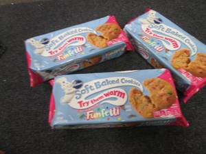 lot 257 image: 3 pks Pillsbury Soft Baked Funfetti...