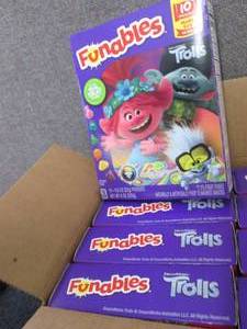 lot 474 image: 4- 8 oz 10 ct Boxes Trolls Funables...