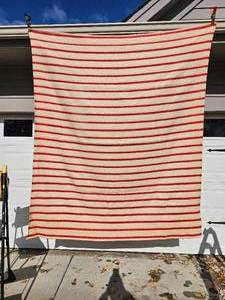 lot 12 image: Heavy Red Stripped RedWhite Wool Blanket